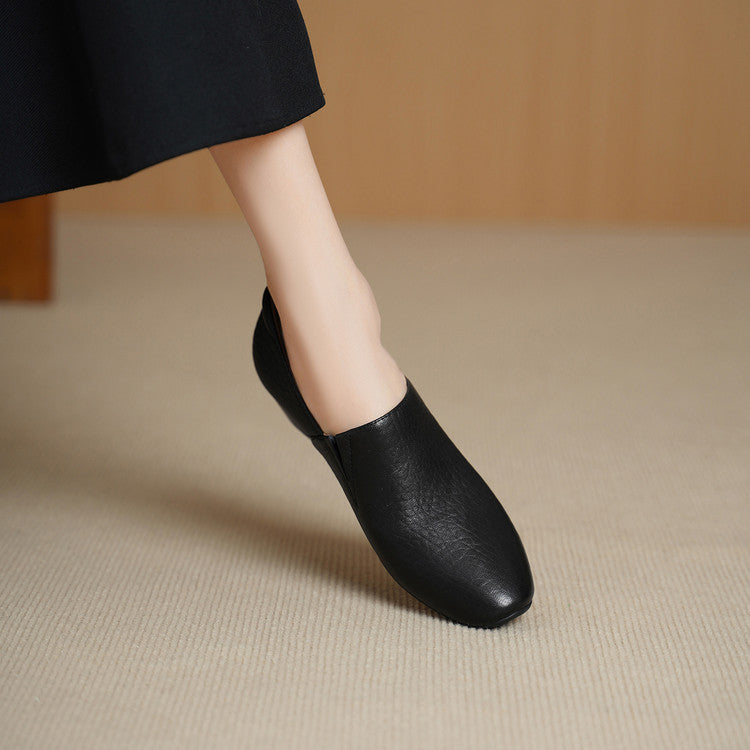 Women's Genuine Pumps Spring Chunky Sheepskin Simple Not Tired Feet Soft Women's Fashion Shoes