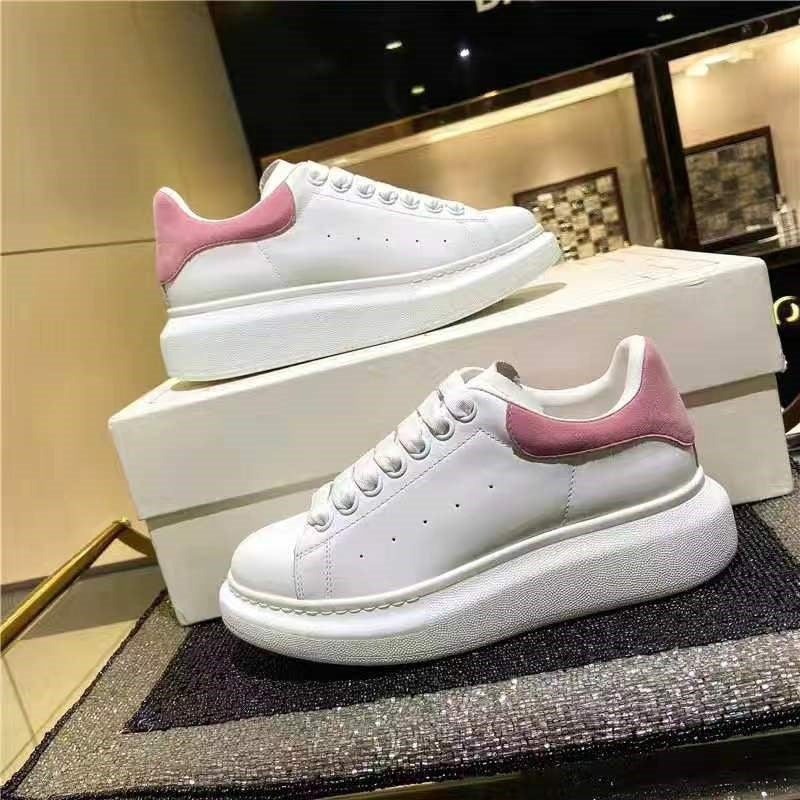 Women's White Platform Heightened Genuine Couple Sneakers