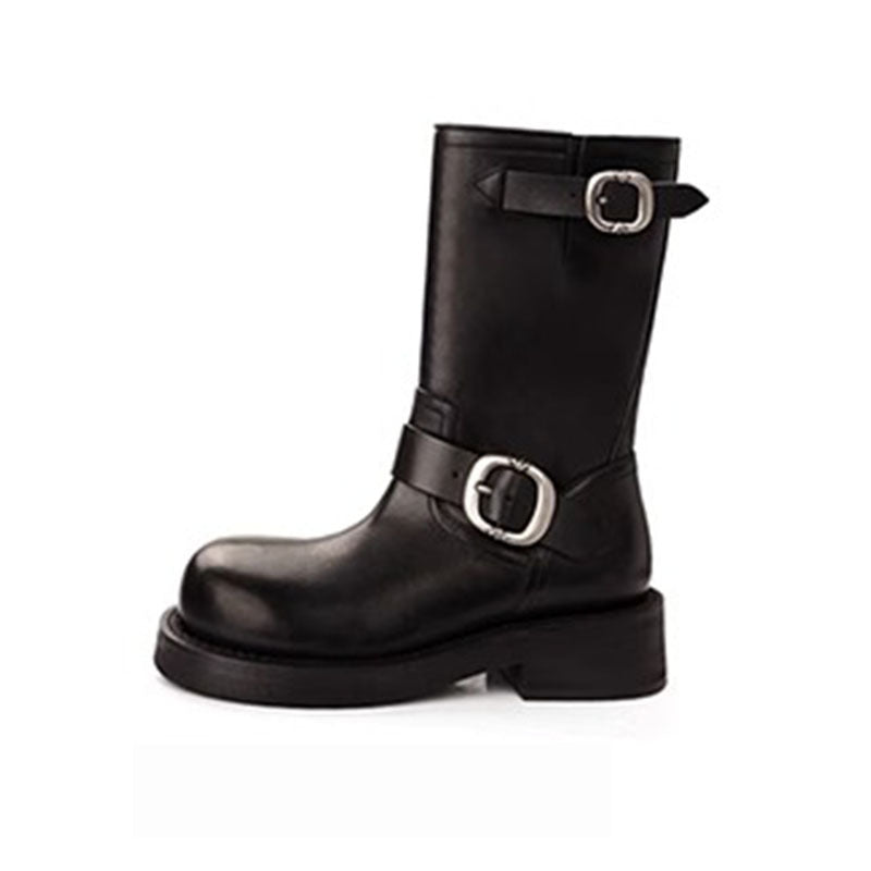 Women's Martin British Retro Knee-high Chunky Round Toe Boots