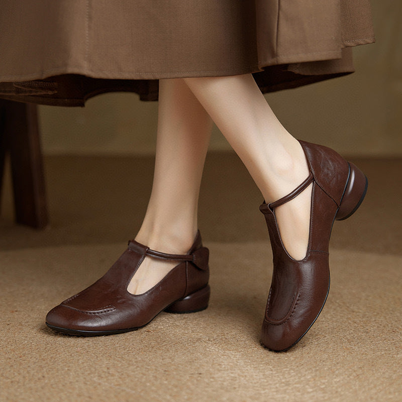 Women's Toe Mary Jane French Retro Low Flat Extra Large Small Loafers