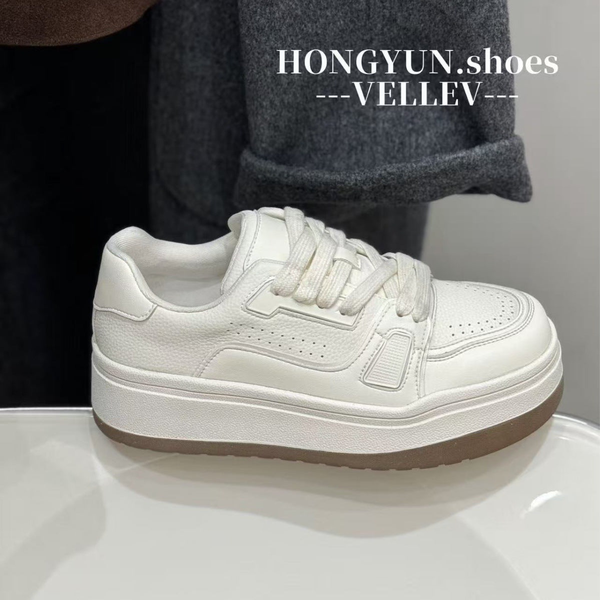 Women's Red Rhyme Genuine Platform Autumn Versatile Heightened Easy Sneakers
