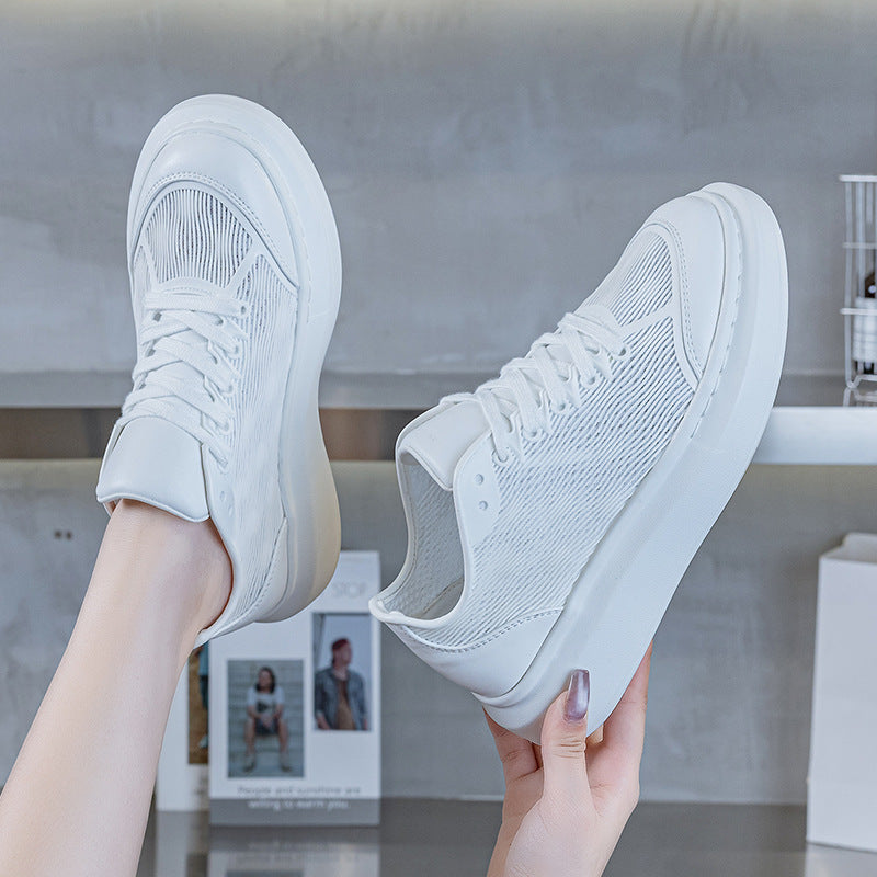Women's White Breathable Mesh Flat Skate Men's Shoes