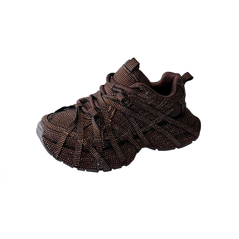 Women's Dad Thick Bottom Full Diamond Octopus Breathable Lightweight Comfort Women's Sports Shoes