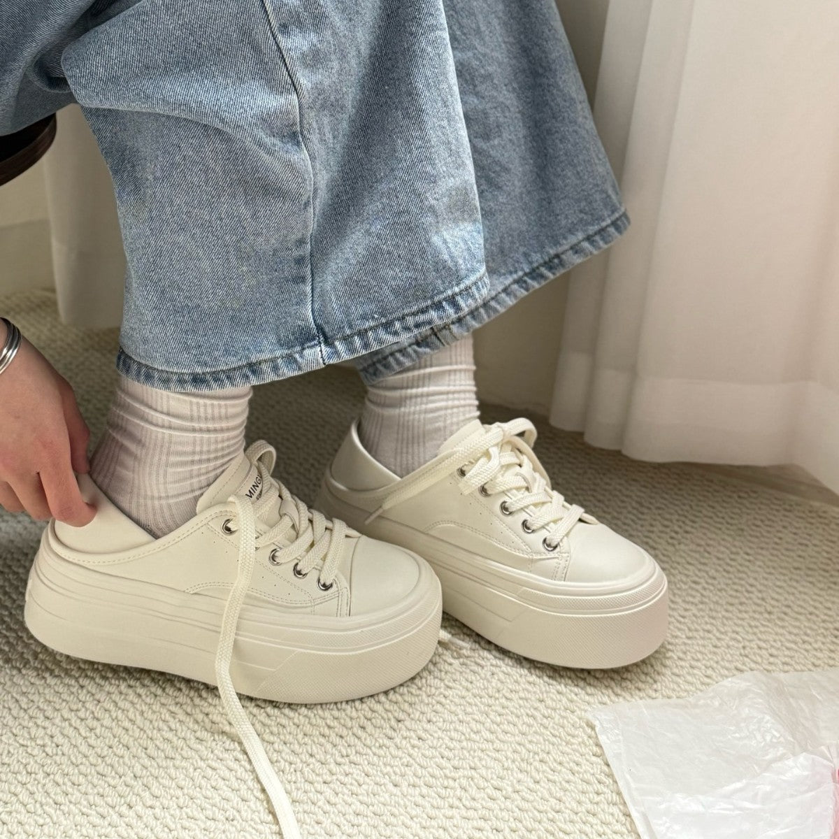 Women's White Spring Korean Style Round Toe Men's Shoes