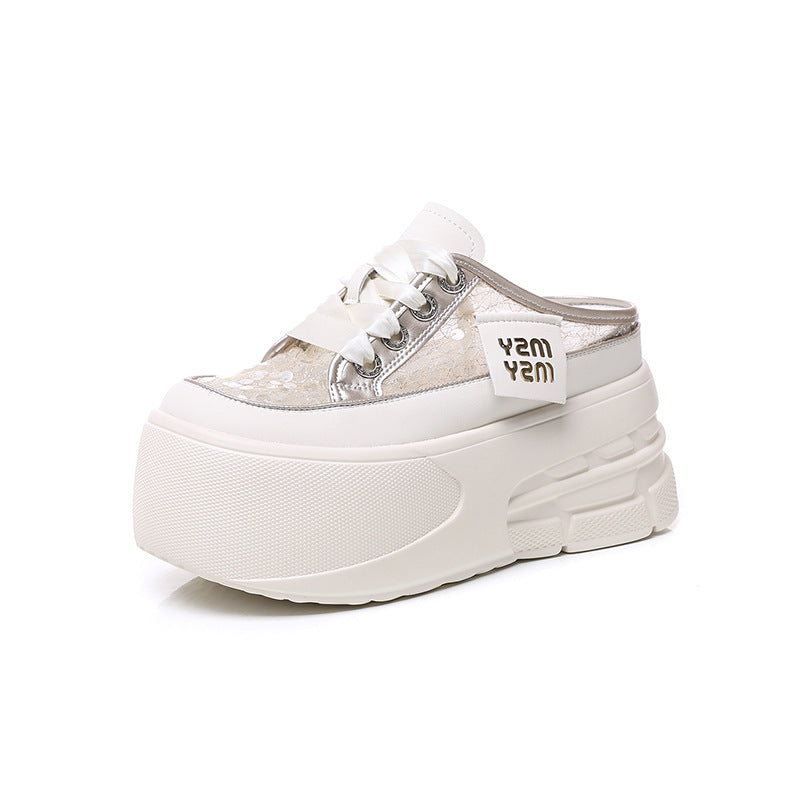 Women's Fashion Sequin Gauze Breathable Outer Wear Thick Bottom Sandals