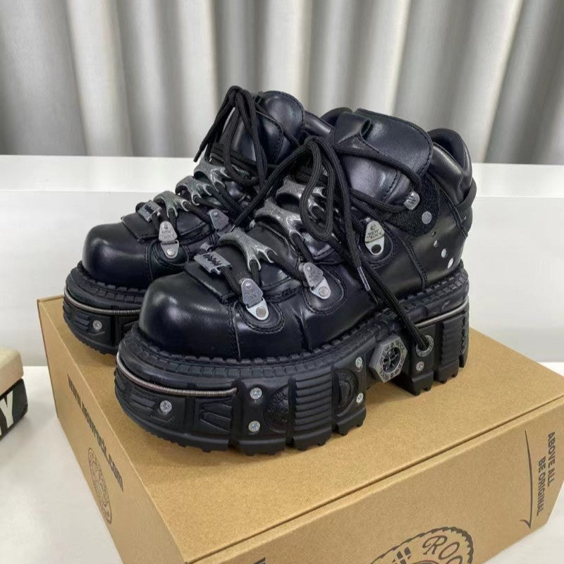 Women's & Men's Spanish Punk Rock Dark Platform Thick Bottom Men's Casual Shoes