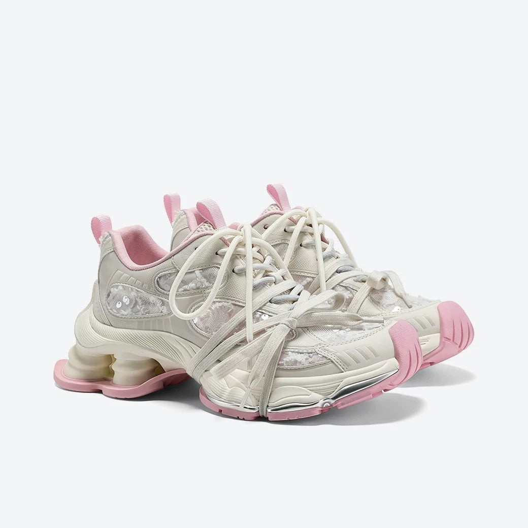 Women's Lin Yun Particle Spring Distressed Platform Casual Shoes