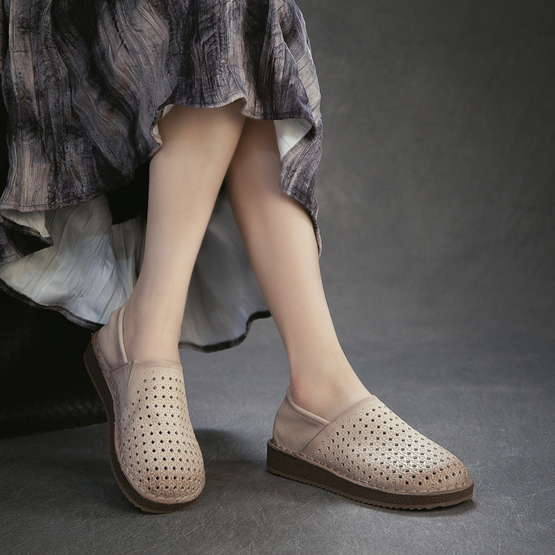 Women's Hollow Breathable Soft Bottom Surface Slip-on Pumps First Layer Men's Shoes