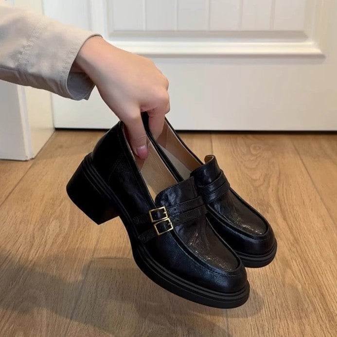 Women's Double-breasted With Slip-on Chunky Pumps Platform Heels