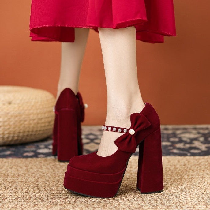 High Chunky Platform Mary Jane Wedding Heels