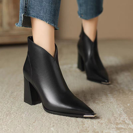 Women's Toe Chunky High Booties Veet Martin Women's Leather Boots