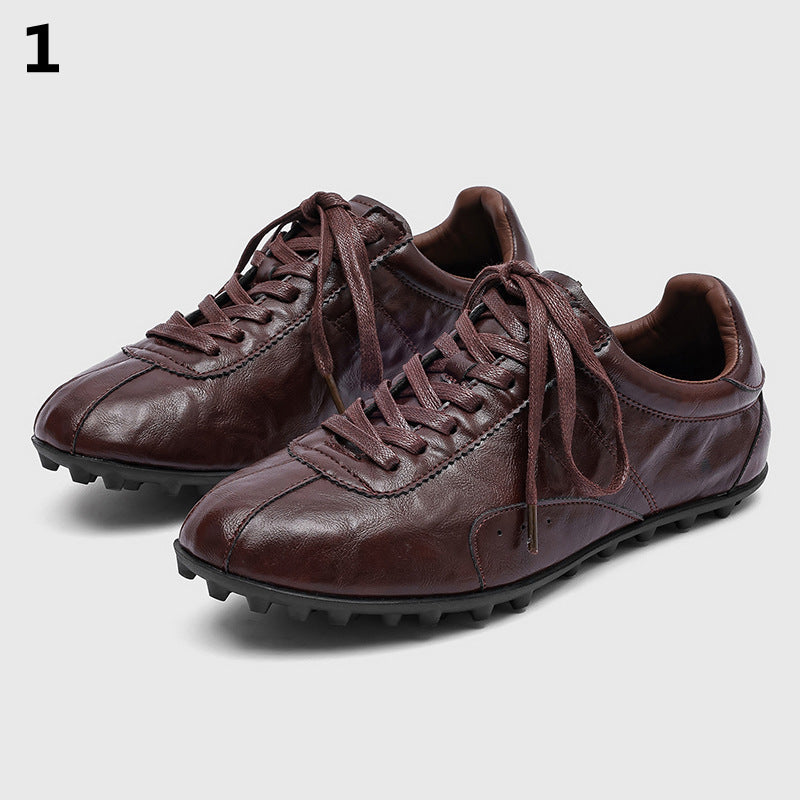 Men's Toe German Training British Style Leisure Commute Classic Retro Men's Casual Leather Shoes