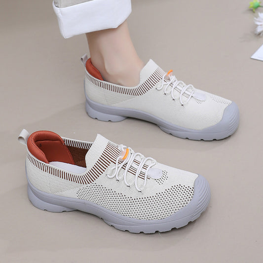 Summer Mesh Surface Soft Bottom Breathable Mom Hollow Casual Shoes