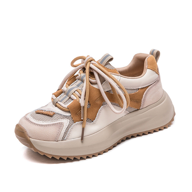 Women's Retro British Mesh Color Matching Platform Women's Casual Shoes