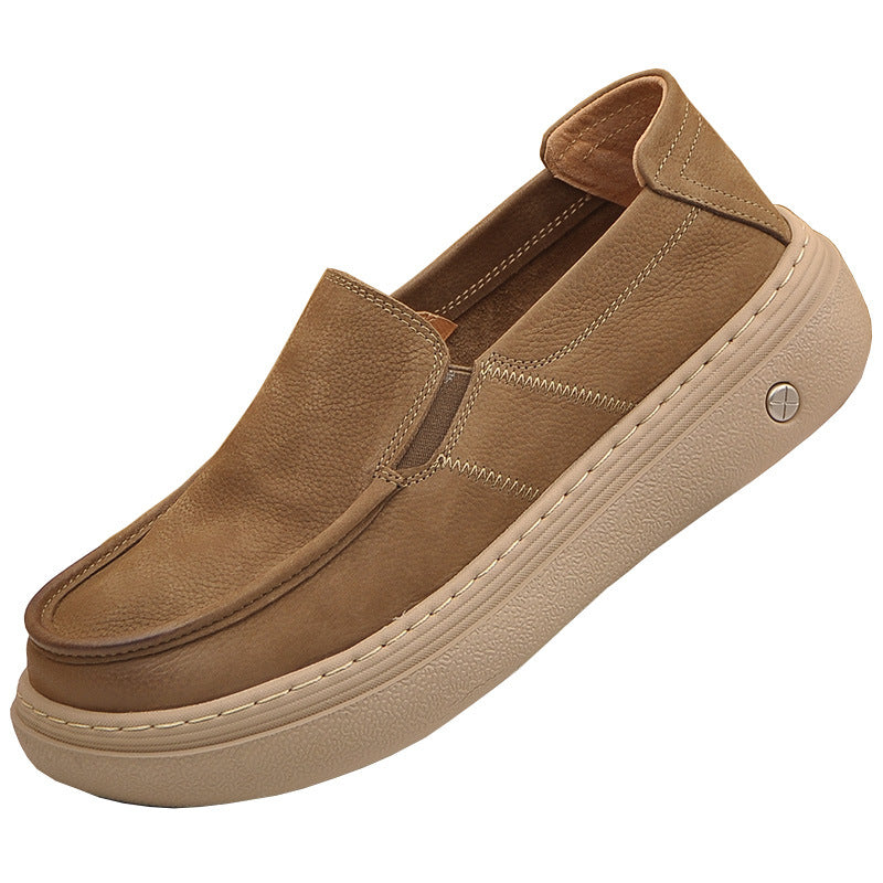 Men's Spring Lightweight Soft Sole Retro Commuter Slip-on Thick Bottom Increased Men's Casual Shoes