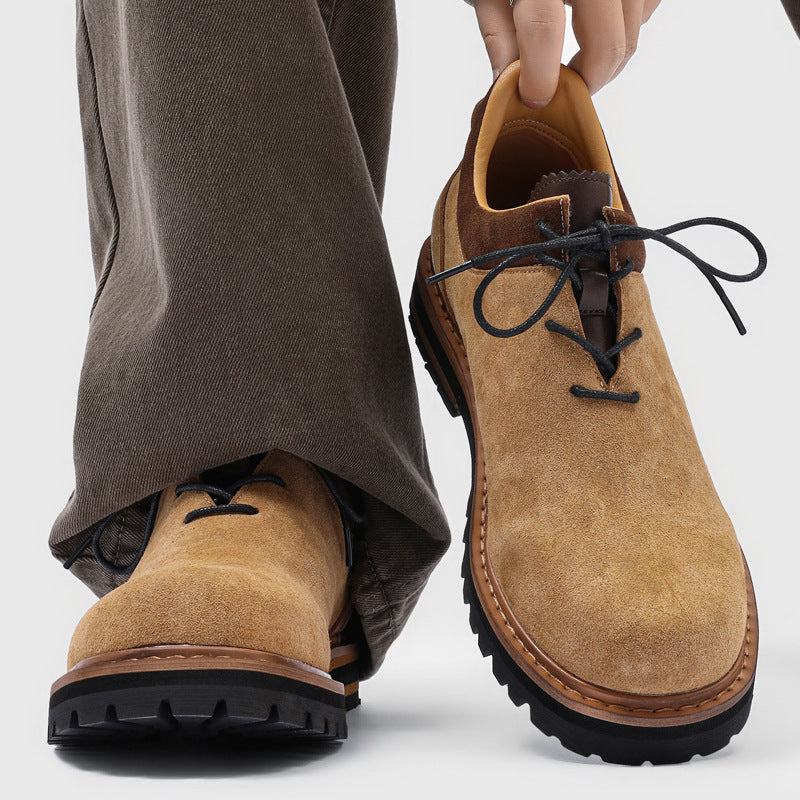 Men's Handsome High Sense Suede Commuter Derby Men's Casual Leather Shoes