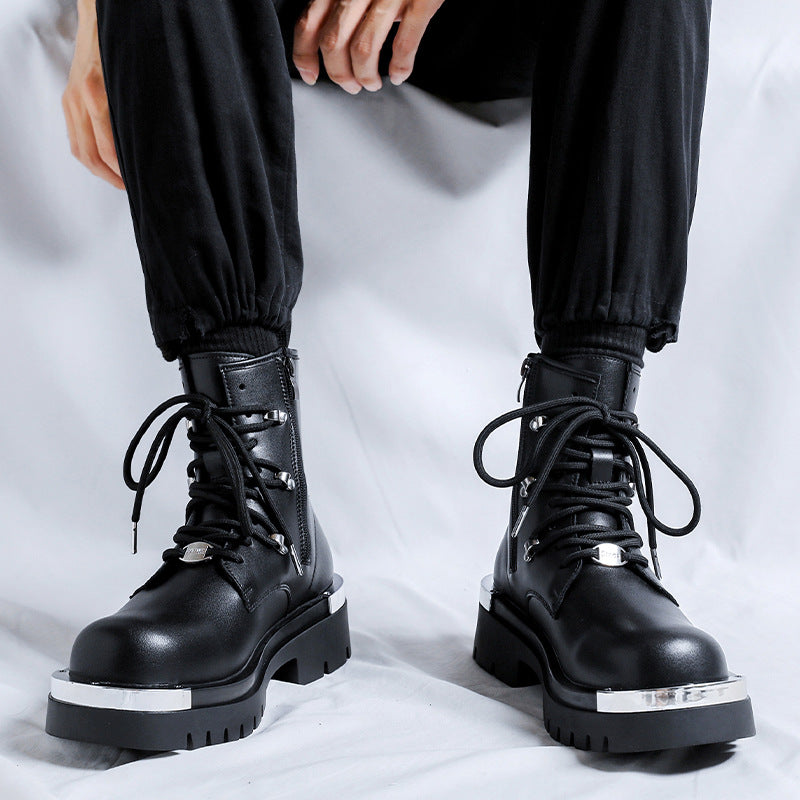 Male Trendy High Top Retro British Style Boots