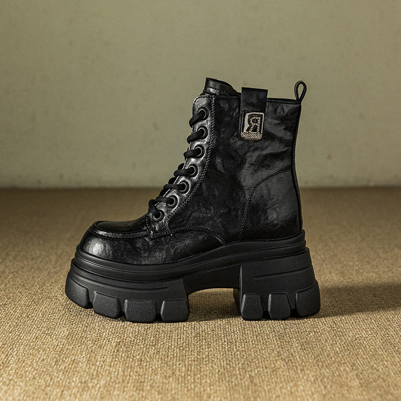 Women's Elevator Fleece-lined Small Platform Ankle Retro Easy Boots
