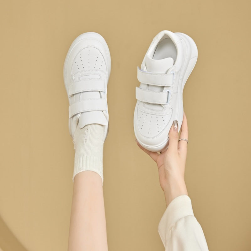 Women's Sandra Ma Smiley White Velcro Platform Hight Casual Shoes