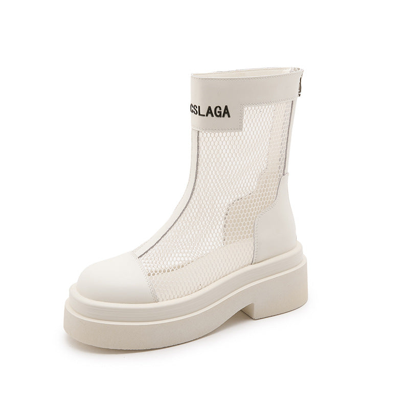 Women's Style Mesh Zipper Letters Roman Show Boots