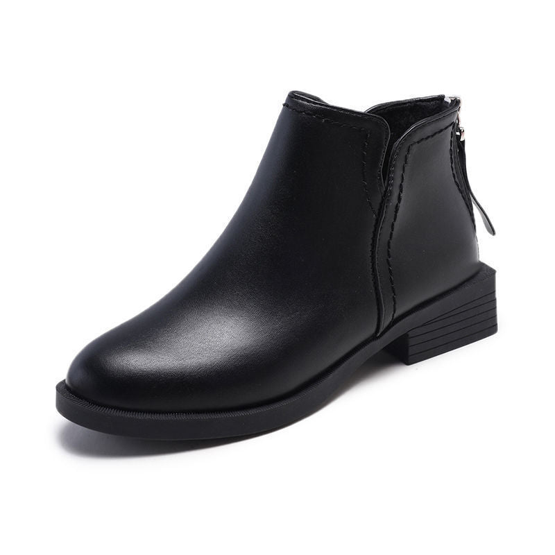 Women's British Style Ankle Thick Flat Martin Boots