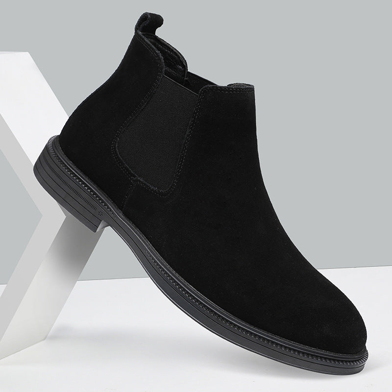 Men's Black Korean Style Martin Fleece-lined Green Boots