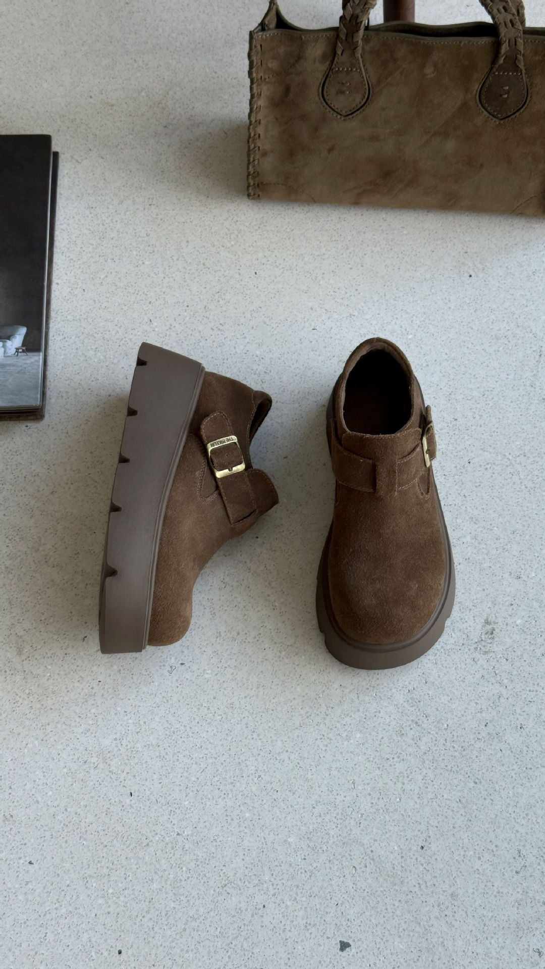 Women's Cowhide Platform Round Head Small Muffin Bottom Increased Women's Casual Shoes