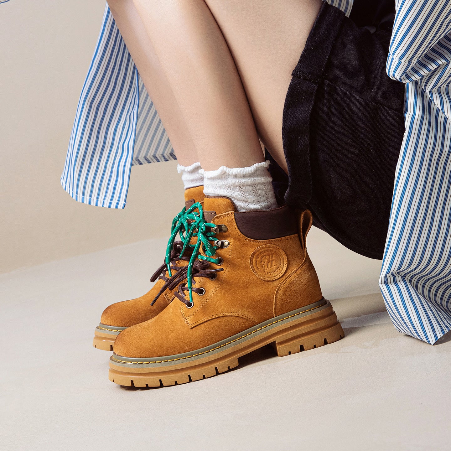 Women's Elevator Martin Summer Outdoor Travel Retro Mountaineering Western Women's Leather Boots