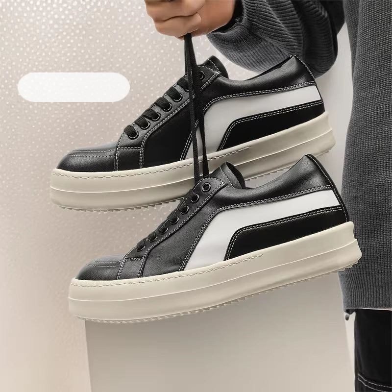 Thick Bottom Fashion Comfortable White Laser Hollow Out Niche Minimalist Men's Board Shoes