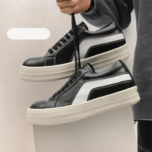 Thick Bottom Fashion Comfortable White Laser Hollow Out Niche Minimalist Men's Board Shoes