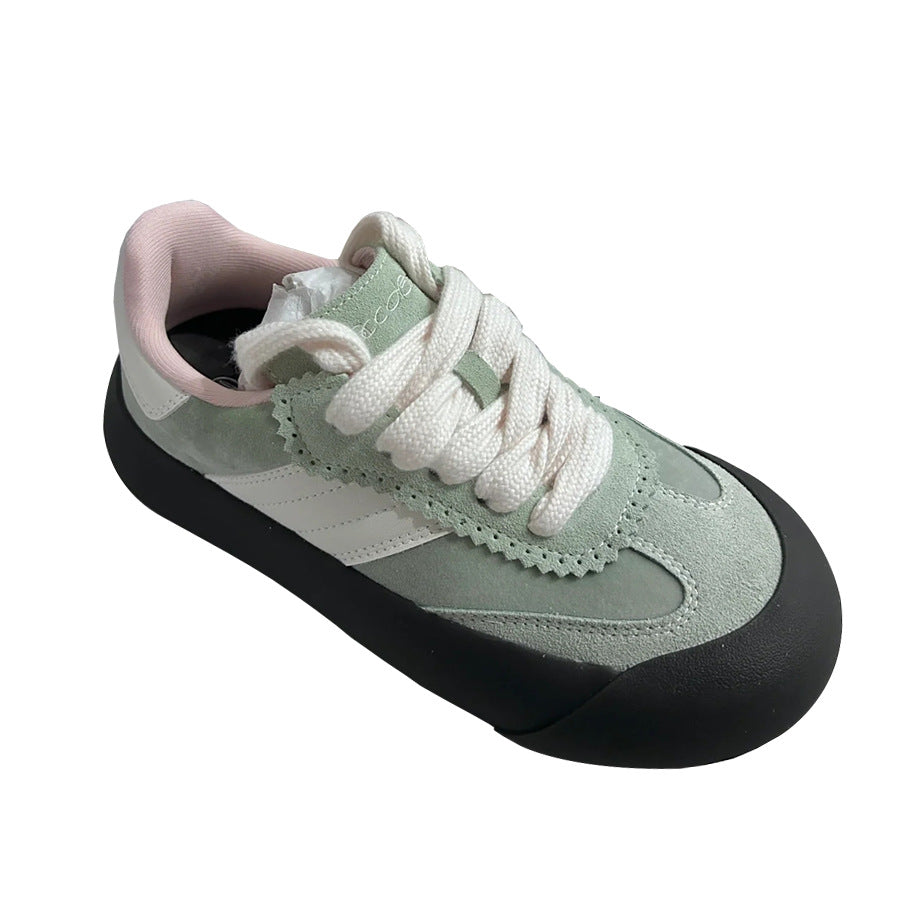 Rose Salt Puffy Preppy Style German Training Outer Wear Retro Women's Casual Shoes