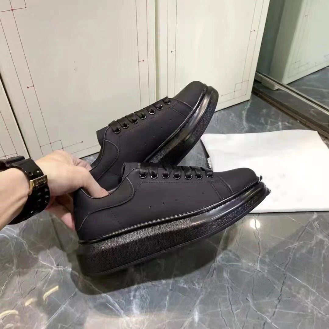 Women's White Platform Heightened Genuine Couple Sneakers
