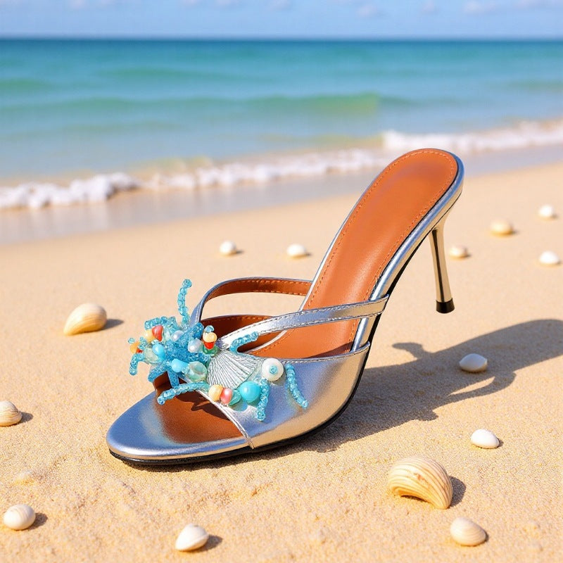 Hand Stitching Starfish Shell Pearl Jade Broken Heels