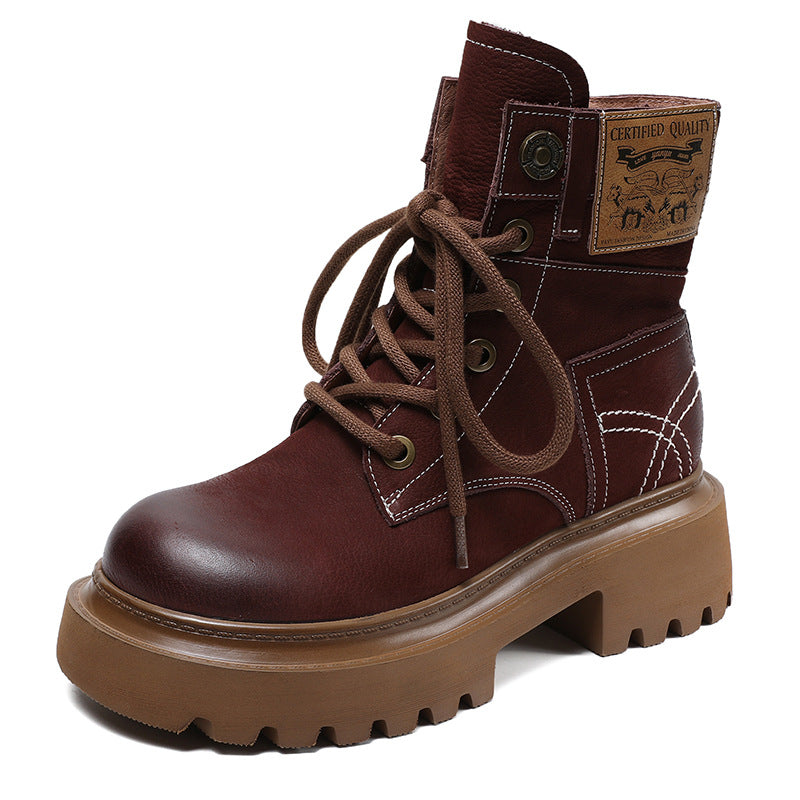 Women's Top Layer Cowhide Martin Retro Fashionable Boots