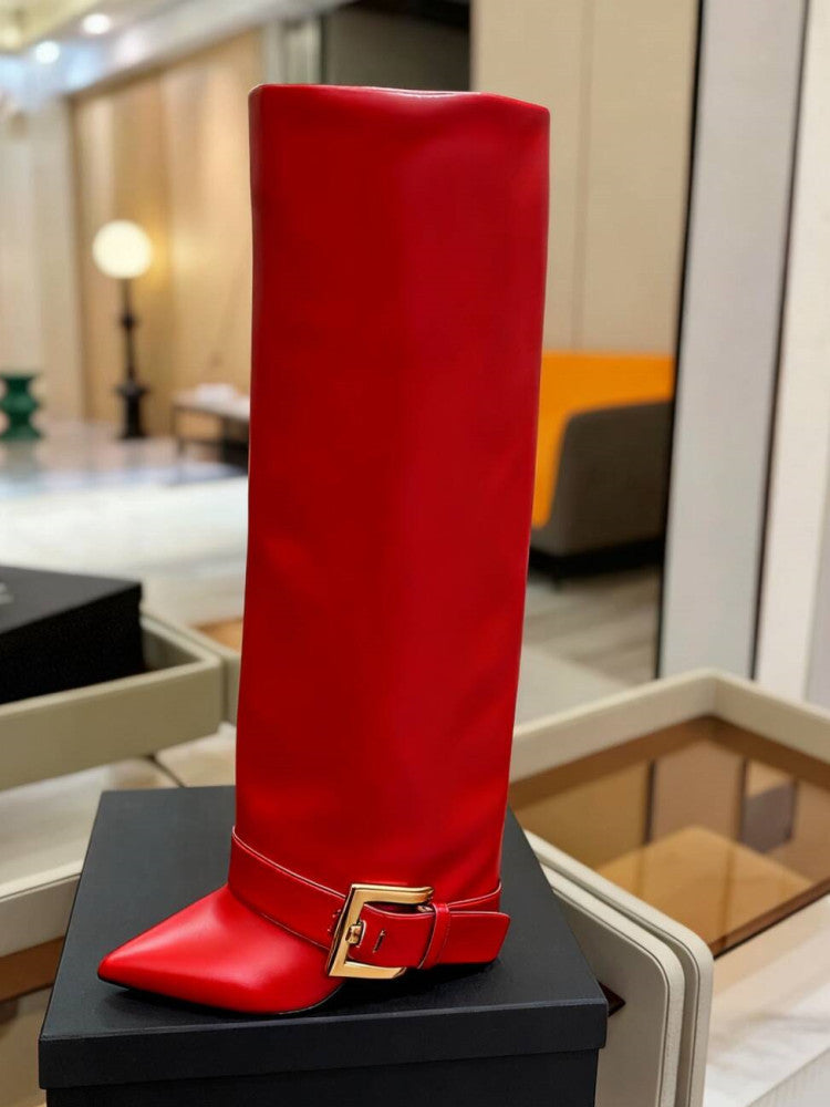 Decoration Large Tube Circumference Pants Size Women's Leather Boots