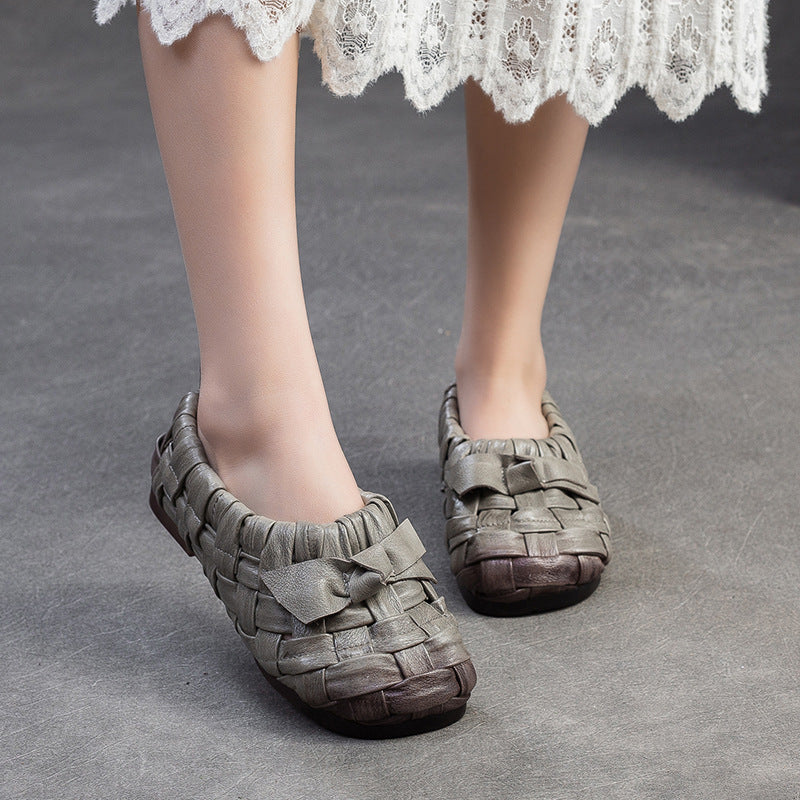 Women's Brushed Korean Style Hand-woven Breathable Hollow Bottom Flat Sandals