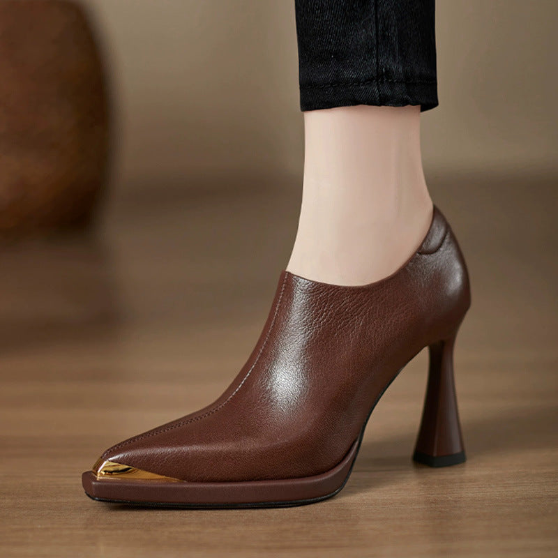 Special Interest Light Luxury Fashion Elegant Side Zipper Deep Mouth Heels