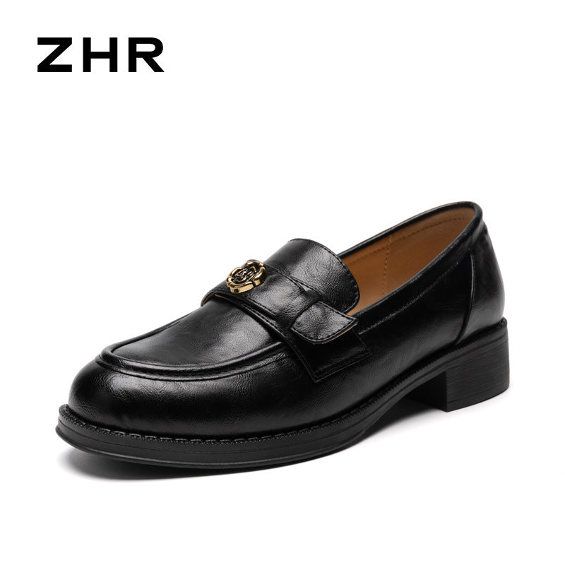 Women's Rose Ornament Spring Retro British Style Pumps Loafers