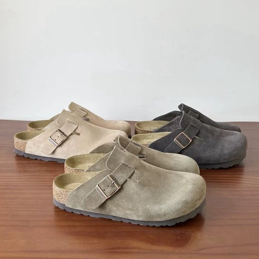 Women's & Men's Oak Closed Toe Flat Autumn Outer Thick-soles Slippers