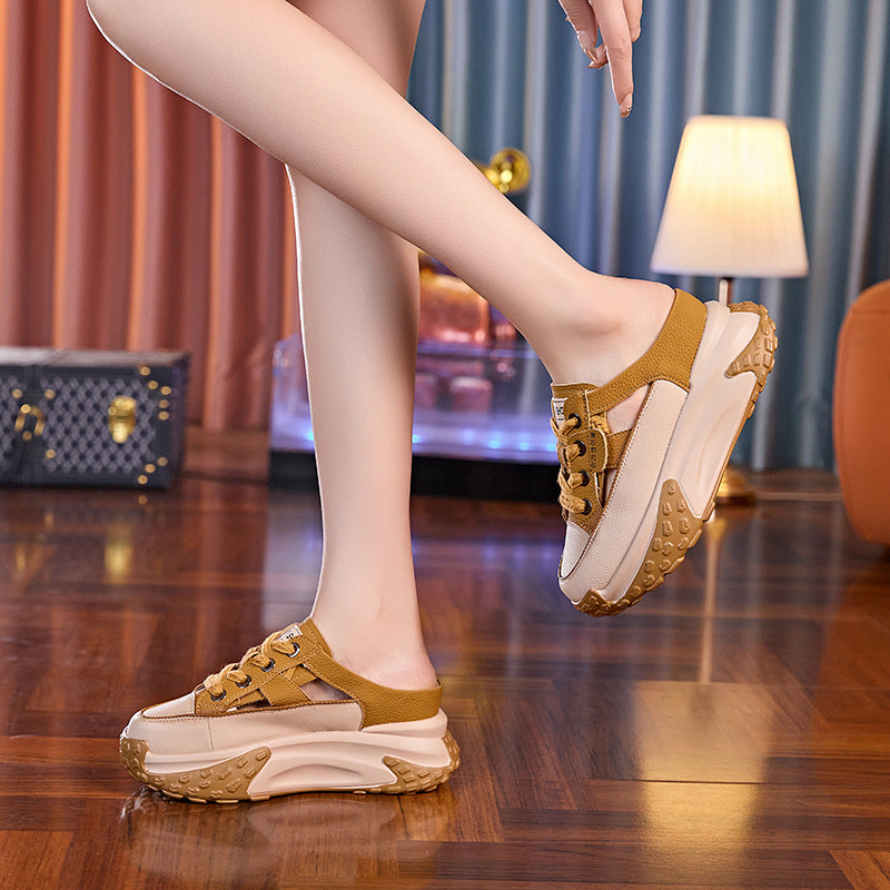 Women's Outer Wear Summer Versatile Thick Bottom Mesh Slippers