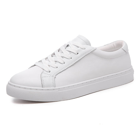 Men's Cowhide Korean Fashionable Sports White Plus Size Men's Board Shoes
