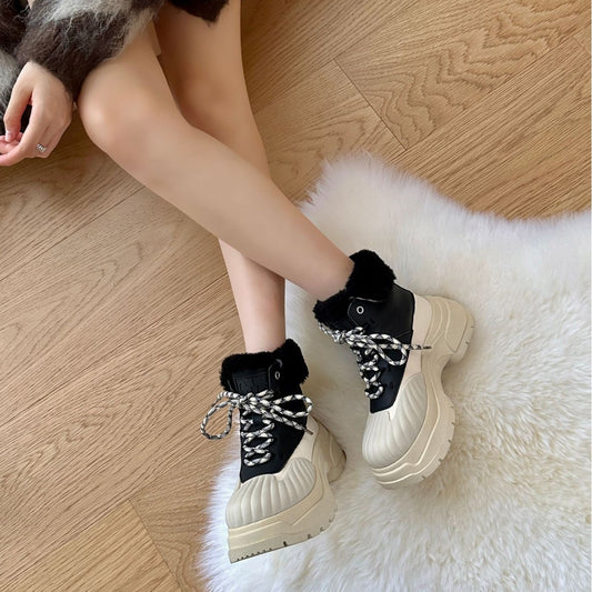 Women's Home Short Warm Fur Integrated For Snow Boots