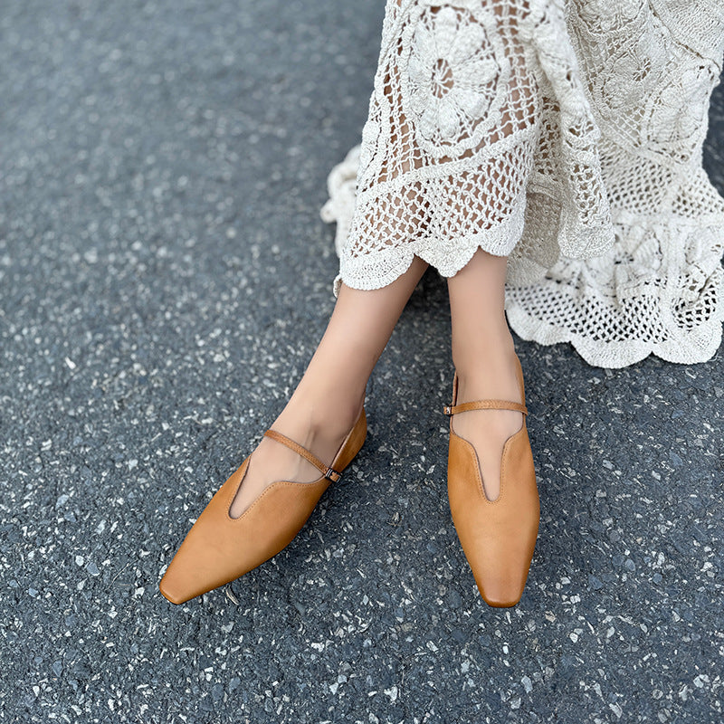 Women's Buckle Square Toe Flat Low-cut Pumps Women's Fashion Shoes