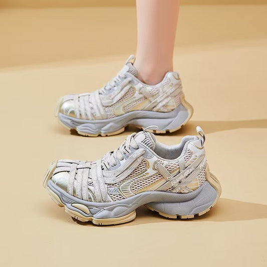 Women's Breathable Mesh Platform Heightened Daddy Autumn Casual Shoes