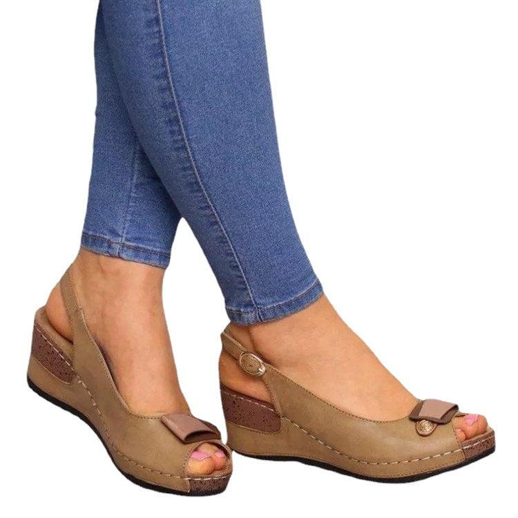 Women's Style Wedge Comfortable Soft Bottom Peep Sandals