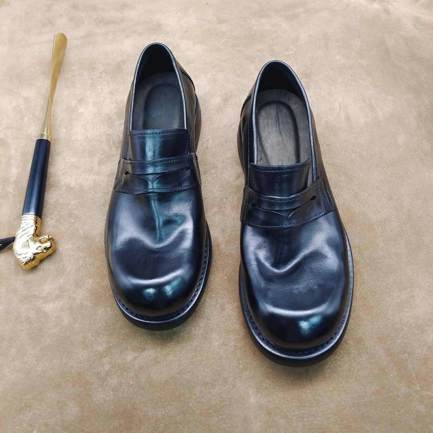 Men's Washed Horse Big Head Slip-on Mickey Warped Loafers/doug Shoes