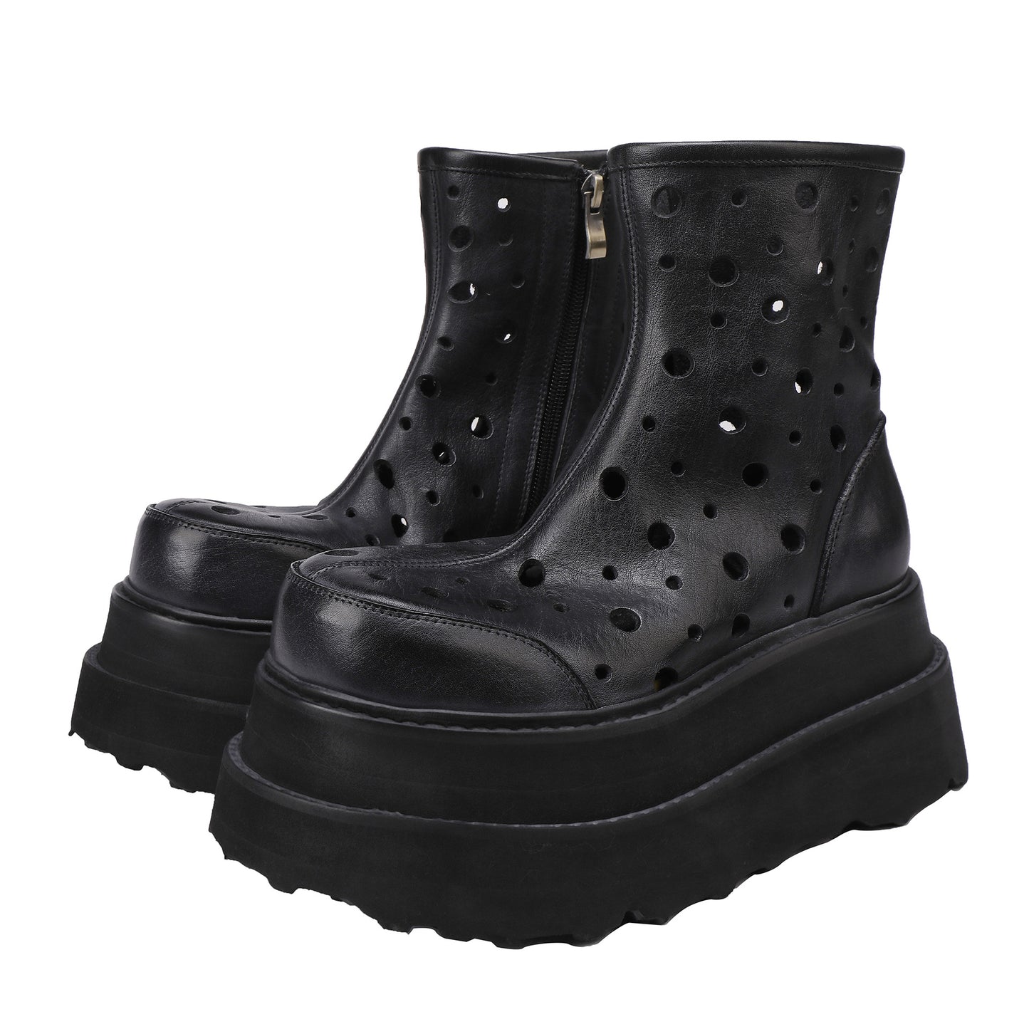 Women's Genuine Retro Hollow Large Round Head Boots