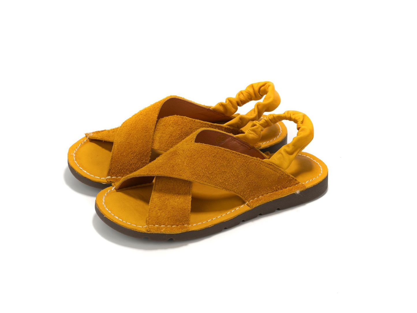 Women's Summer Retro Handmade Cross Strap Top Layer Cowhide Roman Sandals
