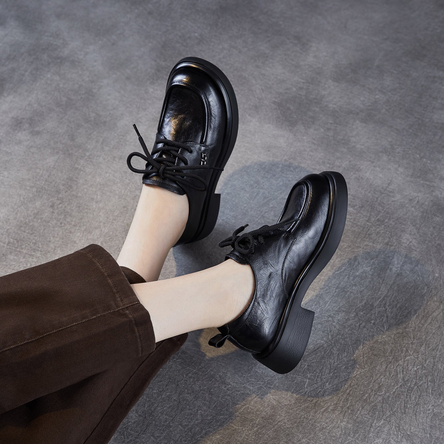 Women's Layer Cowhide Round Toe Autumn Light Women's Casual Shoes