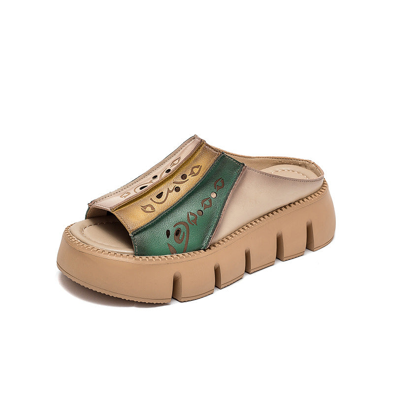 Summer Contrast Color Trendy Style Retro Platform Sandals